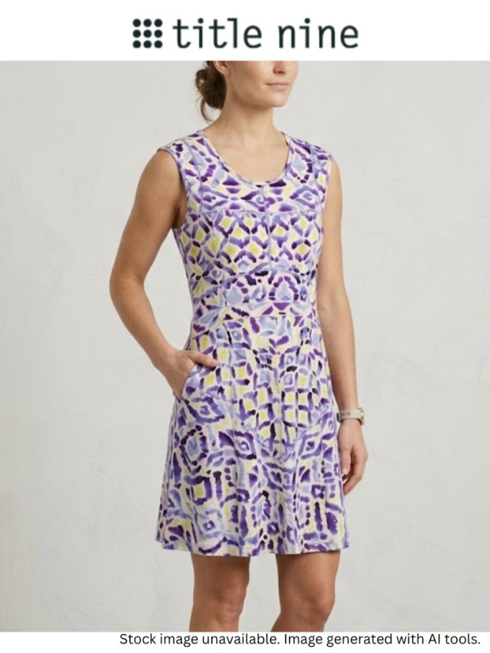 Title Nine Dream Geometric Ikat Print Sleeveless Athletic Dress Size XL